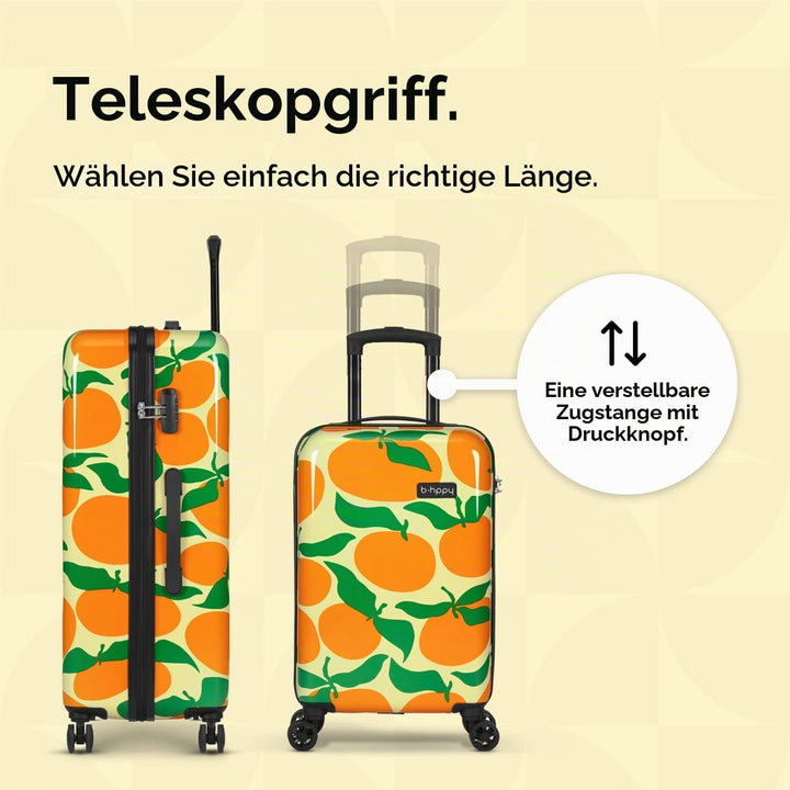 Handgepäck Koffer mit 4 Rollen 53x35x20cm - Hartschalen Kabinentrolley - Zahlenschloss - 33L - Orang