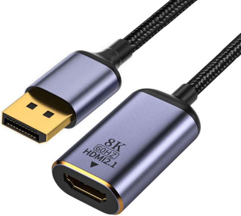 CY DisplayPort auf HDMI Adapter, DP DisplayPort 1.4 Source Stecker auf HDMI 2.0 Buchse Display 8K 60