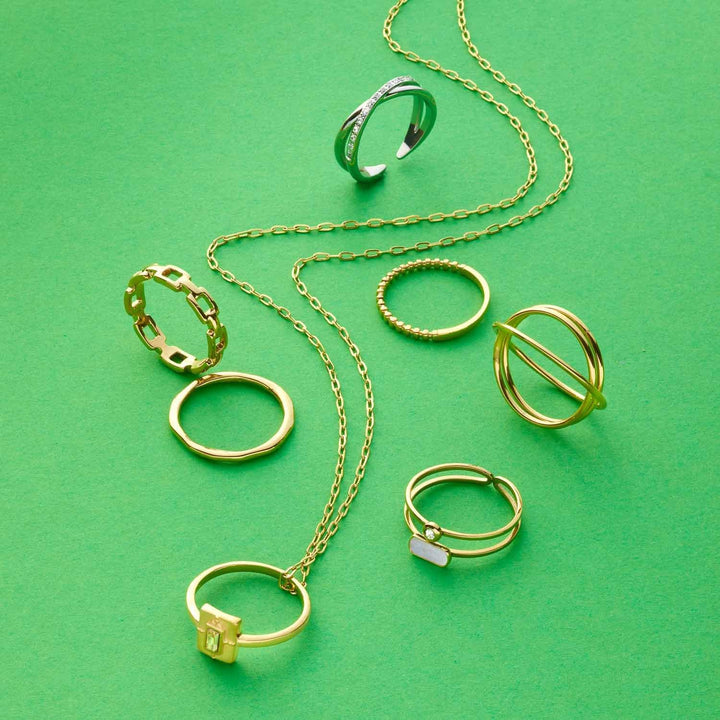 Leonardo Ciao Leda Damen Halskette aus Edelstahl IP Gold mit goldfarbenem Ring Anhänger mit Glaskris