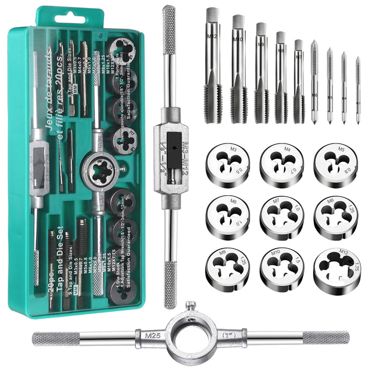 Gewindeschneider Gewindebohrer Werkzeug Set M3 - M12 Feingewindeschneider Tap and Die Set 20 Tlg Gew