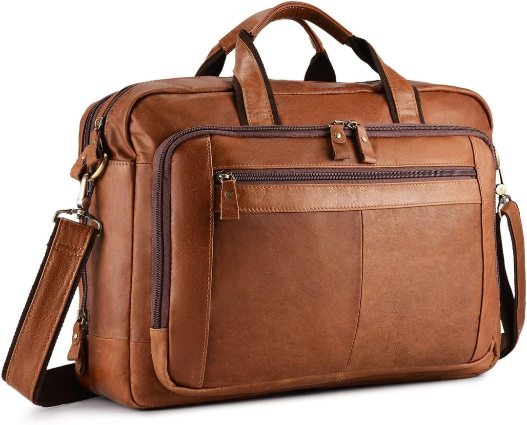 UBaymax Leder Aktentasche Laptoptasche Herren, Vintage Ledertasche Businesstasche für bis 17 Zoll La