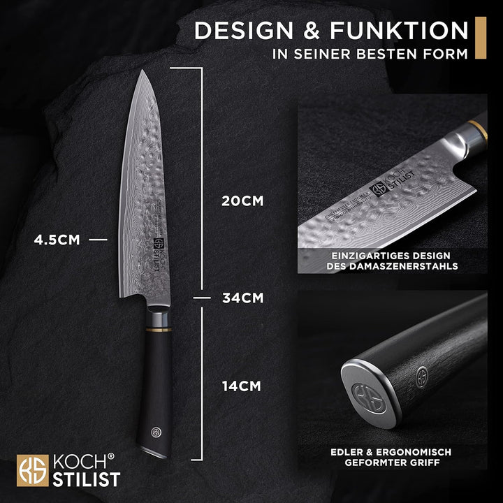 Kochstilist® Premium Damastmesser 20 cm [+ inkl. Geschenkbox] Das 67-Lagen Profi-Kochmesser aus extr