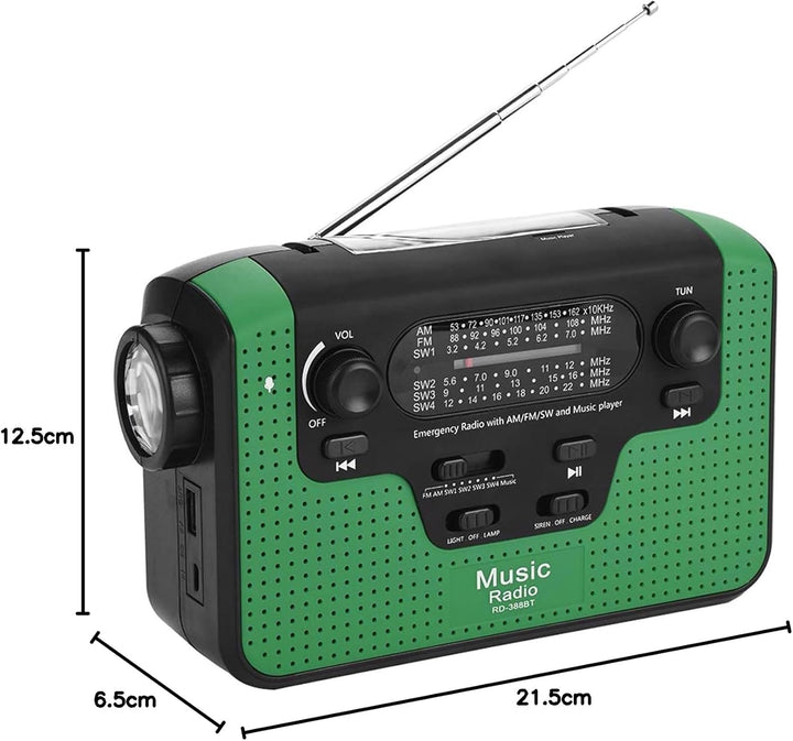 Notfall Solar Handkurbel Radio, RD-388 FM/AM/SW Solar Handkurbel Radio, mit LED Taschenlampe, Unters