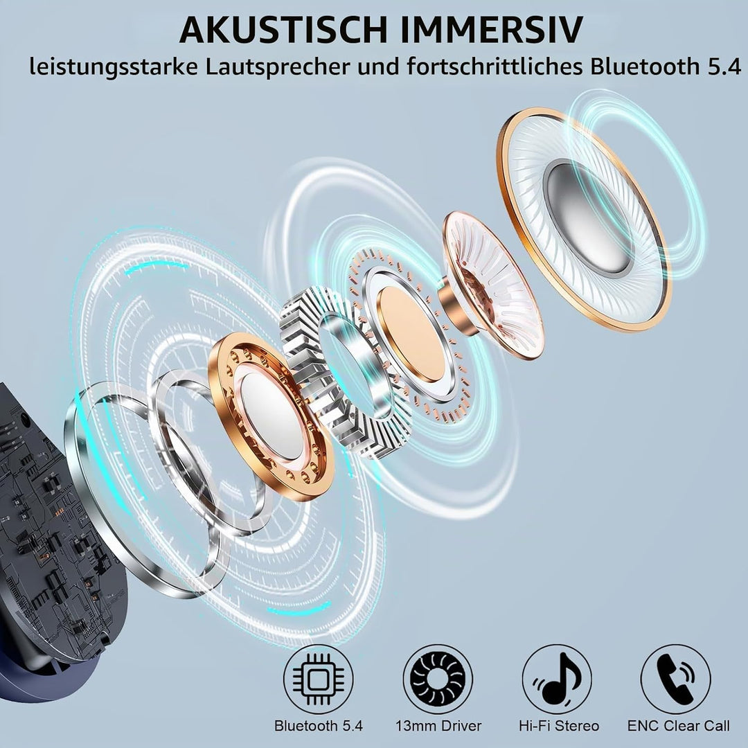 Rolosar Bluetooth Kopfhörer, Kopfhörer Kabellos Bluetooth 5.4 Sport, 50 std Spielzeit In Ear Kopfhör