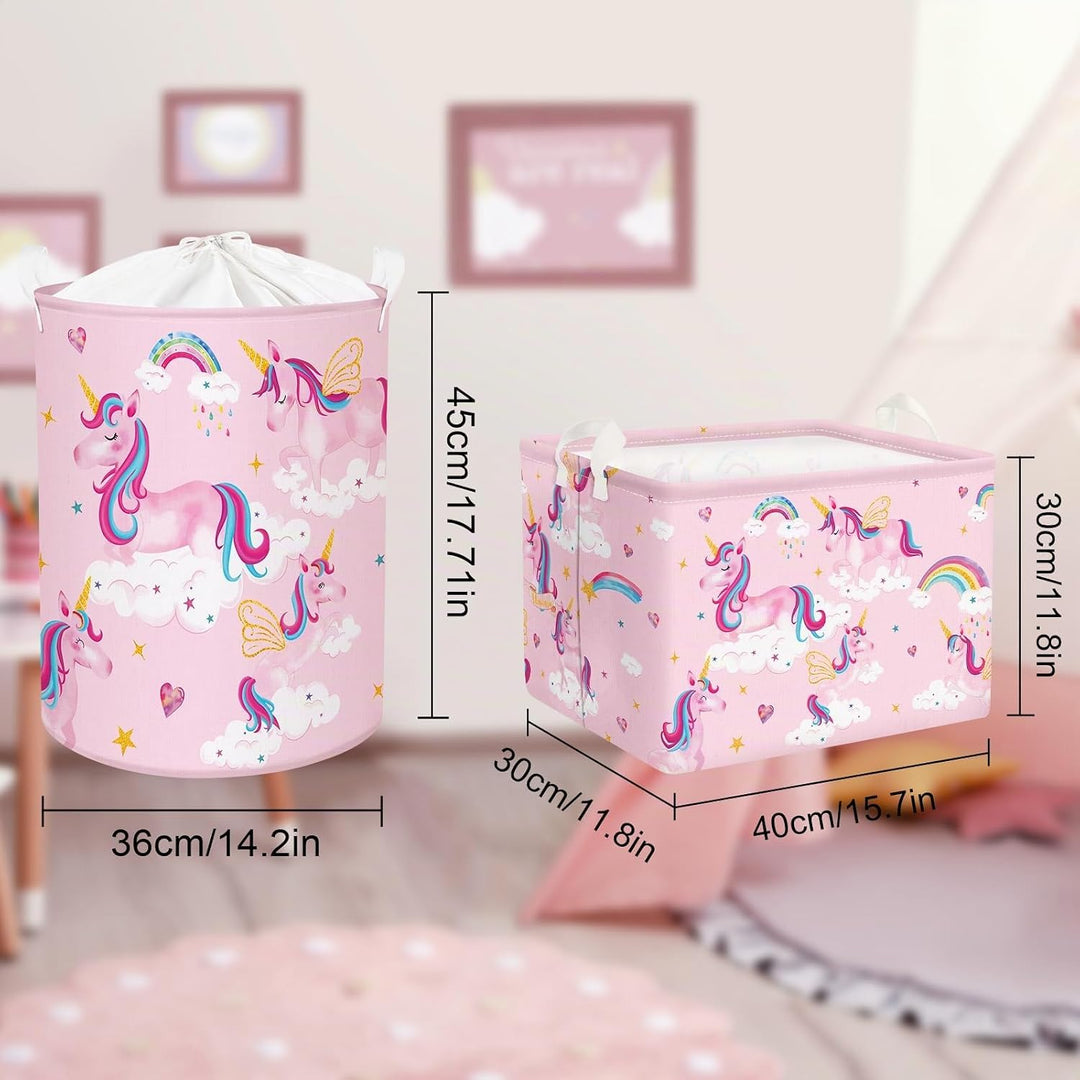 Clastyle Süsser Rosa Einhorn Mädchen Würfel Aufbewahrungskorb für Babyzimmer Wolke Herz Wasserdicht