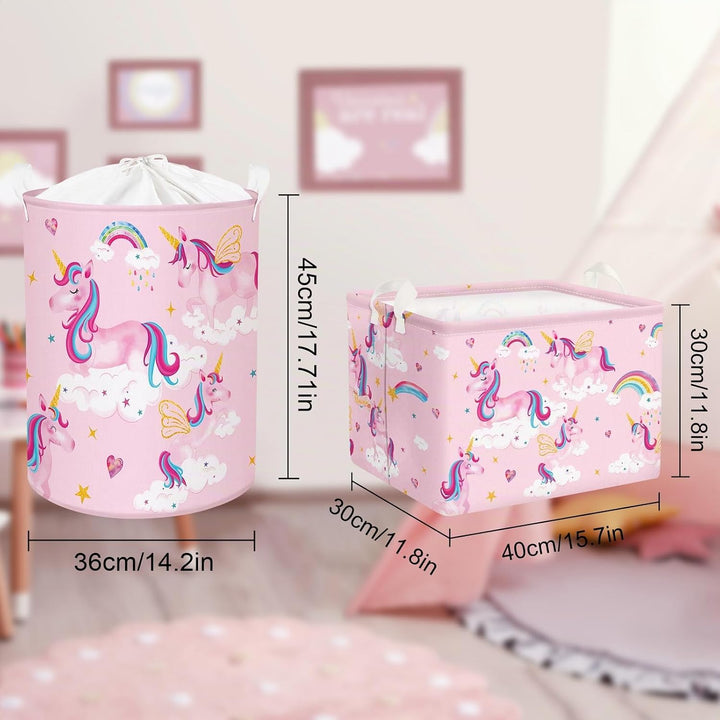 Clastyle Süsser Rosa Einhorn Mädchen Würfel Aufbewahrungskorb für Babyzimmer Wolke Herz Wasserdicht