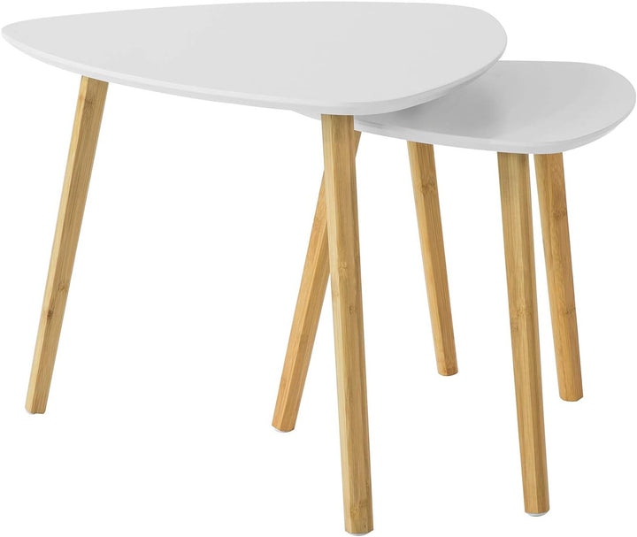 SoBuy FBT74-W 2er Set Beistelltisch mit Ablagen Couchtisch Sofatisch Kaffeetisch Satztisch Bambus We