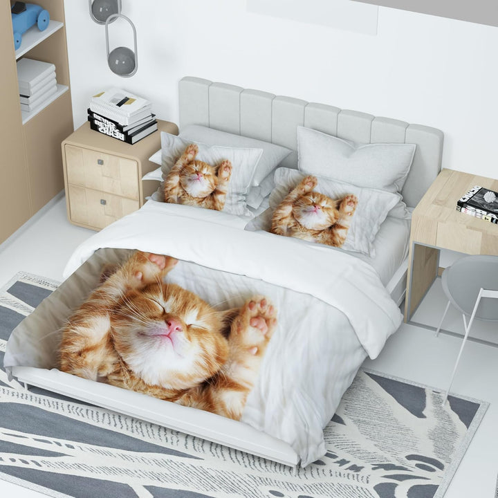 IUNTWEIE Katzen bettwäsche 200x200, 3D Katzen Muster Bettwäsche-Sets mit Reissverschluss, Super Weic