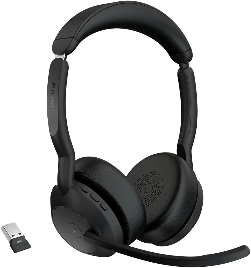 Jabra Evolve2 55 - schnurloses Stereo-Headset mit Jabra Air Comfort - Mikrofone mit Geräuschunterdrü