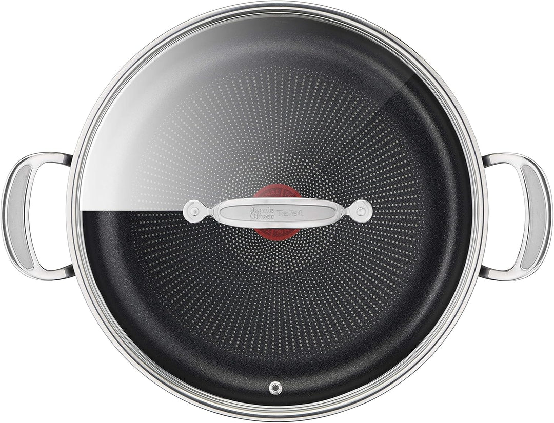 Tefal H9124644 Kochtopf, 24 cm, Jamie Oliver, harteloxiert, Aluminium, Schwarz 24cm Stewpot + Lid, 2