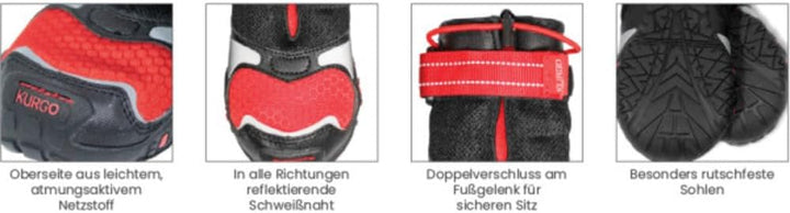 Kurgo Hundeschuhe Blaze Cross - Ganzjahres-Pfotenschutz - wasserfest, reflektierend, rutschfest - in