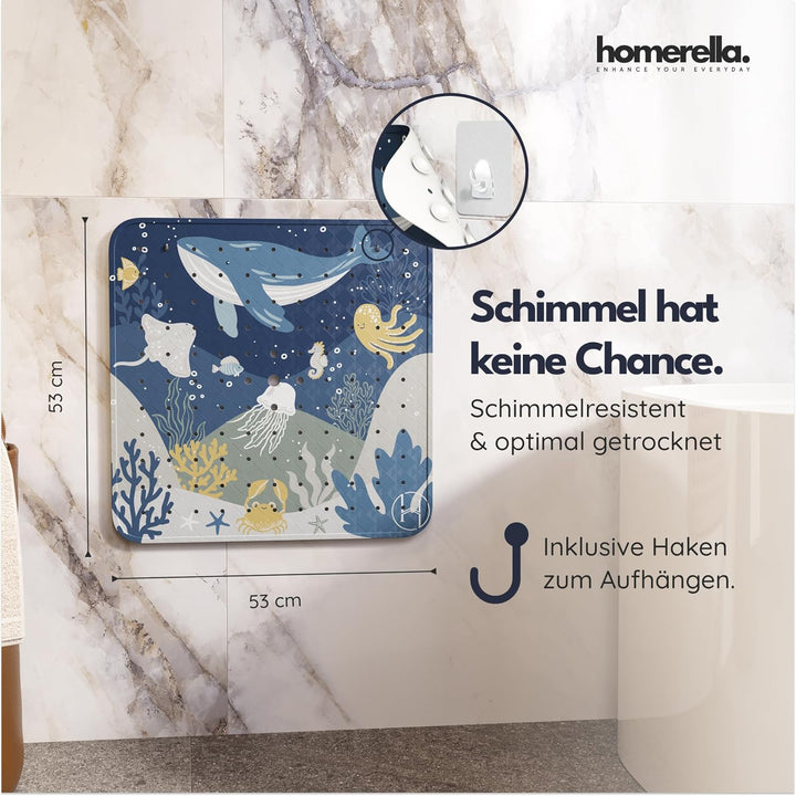homerella© Duschmatte rutschfest 53x53cm, INKL. AUFHÄNGUNG, Antirutschmatte Dusche, schimmelresisten