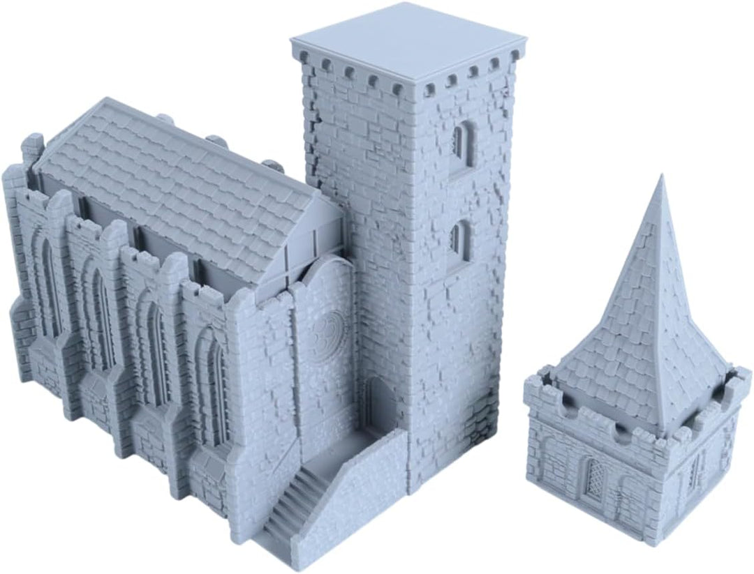 Gotische Dorfkirche Bausatz – 28mm Gelände Miniatur Gebäude aus PLA, 3D-Druck Kirche &amp; Kapelle Scatt
