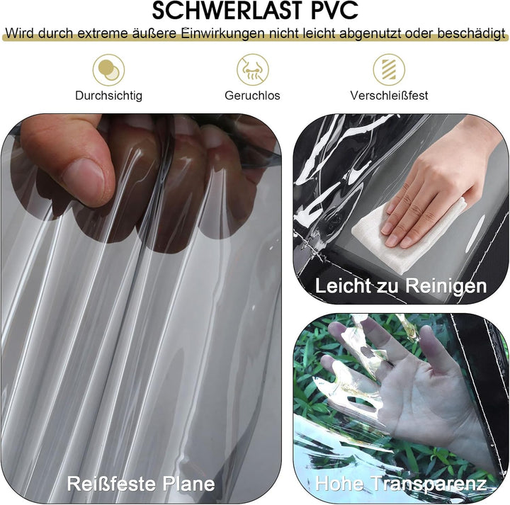 Sonnenschutz UV-Schutz Teilweise Transparente Plane mit ösen 400g/m² 2x3m, Abdeckplane Zeltplane Was