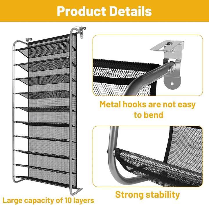 DBREAKS 2 Stück 10-Tier Verstellbares Schuhregal über der Tür, Shoe Organizer, Schuhregal Hängend, S