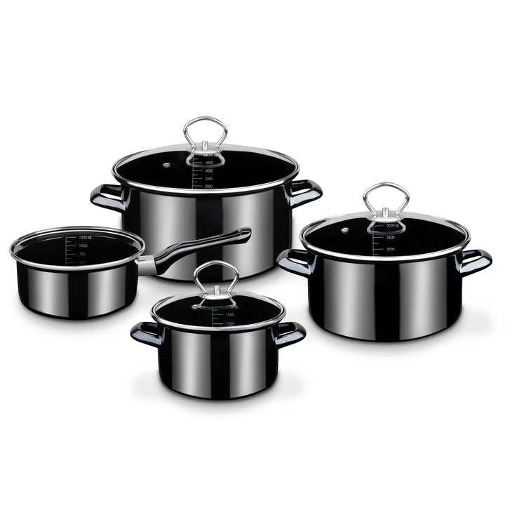 GSW Kochtopf-Set Profi-Black-Star – hochwertiges Topfset bestehend aus 3 Töpfen und 1 Kasserolle, in