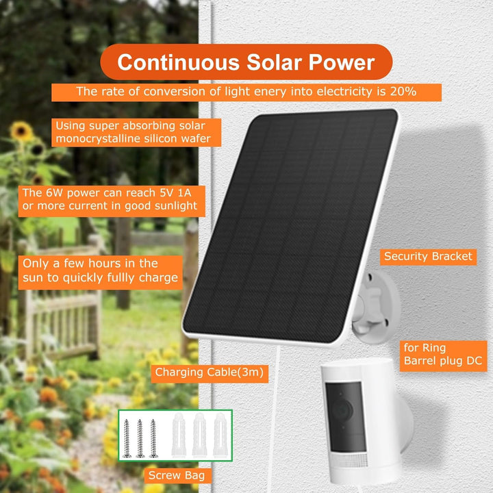 6W Solarpanel für Ring Kamera,für Ring Solarmodule,für Ring Kamera Solarpanel Kompatibel für Ring Sp