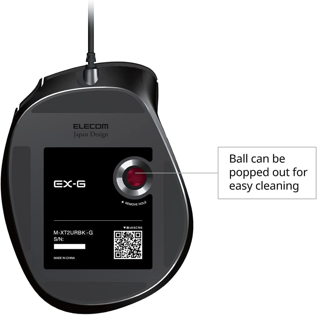 ELECOM EX-G Trackball-Maus, kabelgebunden, Daumensteuerung, ergonomisches Design, 5-Tasten-Funktion
