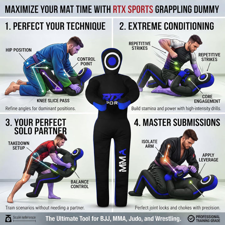 RTX MMA Judo Grappling Dummy -Boxenbeutel Brazilian BJJ Jiu Jitsu Standposition Wrestling BJJ Dummy