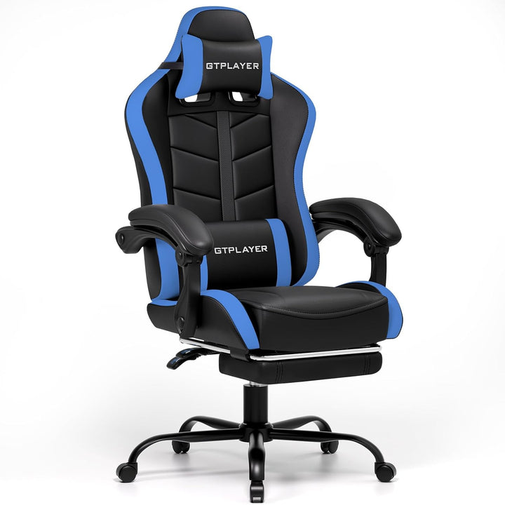 GTPLAYER Gaming Stuhl, Bürostuhl Gamer Stuhl, Ergonomischer Gamer Sessel mit Fussstütze, Gaming Chai