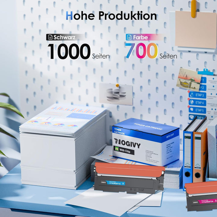 NOGIVY 117A Toner mit Chip Kompatibel für HP 117A Toner Set für Toner HP Color Laser MFP 179fwg 178n