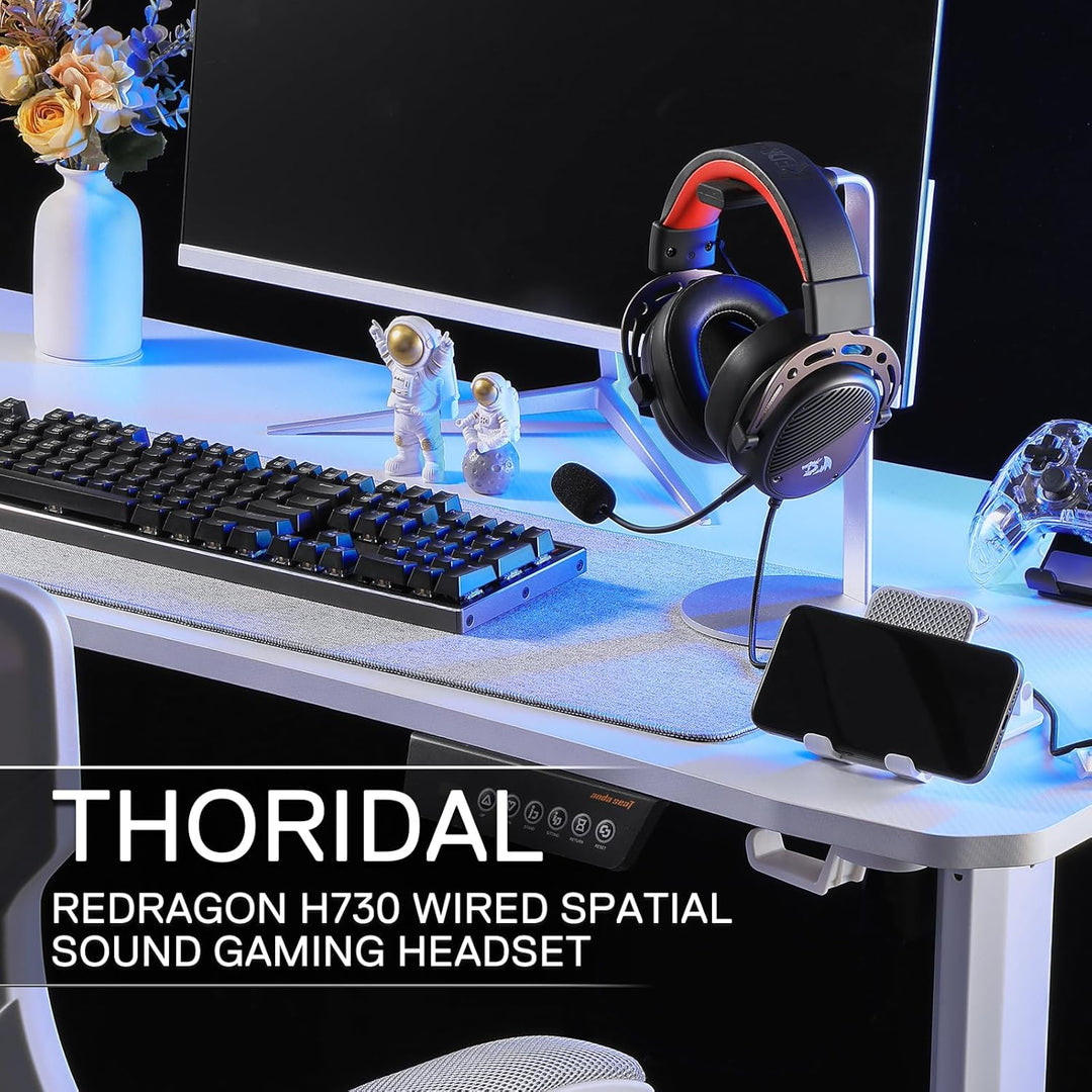 Redragon H730 USB-Gaming-Headset mit Kabel – 53-mm-Treiber, 360°-Raumklang, abnehmbares Mikrofon mit