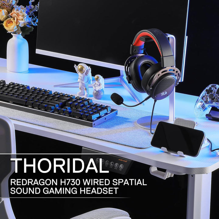 Redragon H730 USB-Gaming-Headset mit Kabel – 53-mm-Treiber, 360°-Raumklang, abnehmbares Mikrofon mit