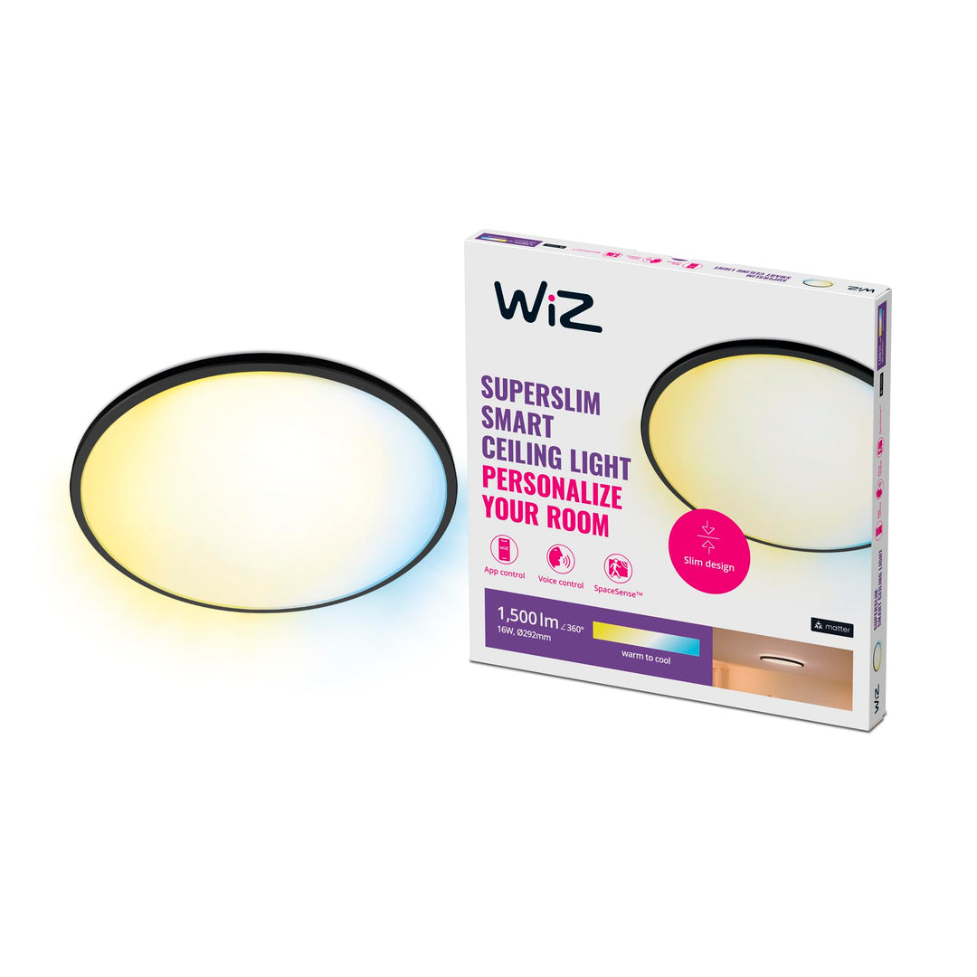 WiZ SuperSlim Deckenleuchte Tunable White, dimmbar, warm- bis kaltweiss, 16W, smarte Steuerung per A