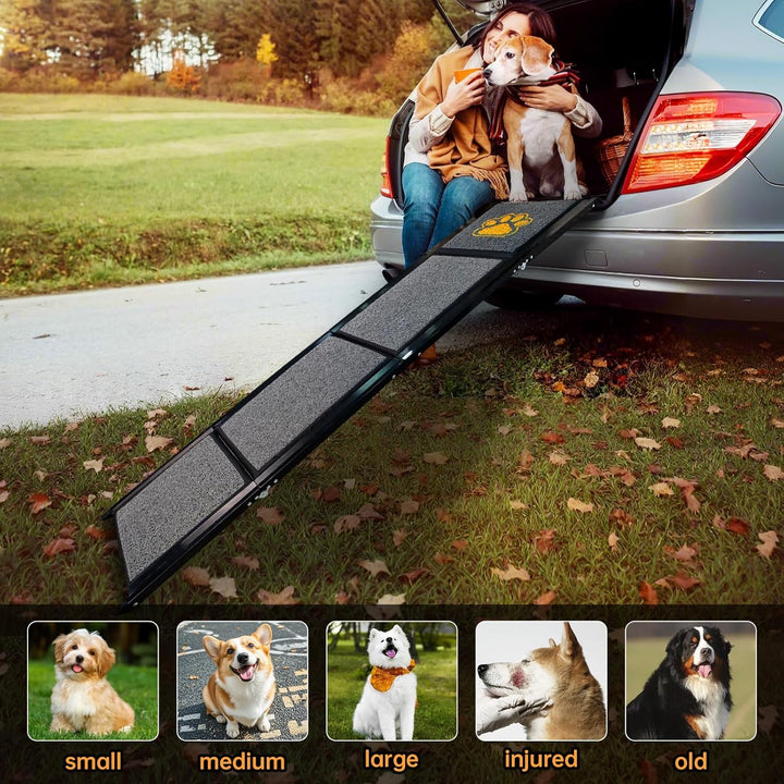 170cm Hunderampe Auto Klappbar Einstiegshilfe Auto für Grosse Hunde Auto mit Rutschfester Teppich Ca