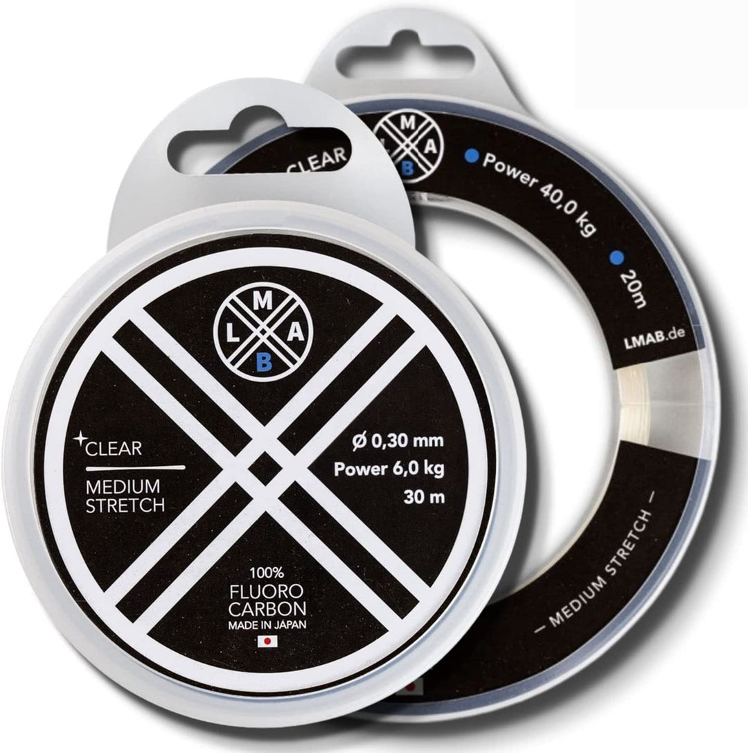 Fluorocarbon Vorfach LMAB 100 Pro Made in Japan, Vorfach-Schnur, Angel-Schnur für Hecht, Zander & Ba