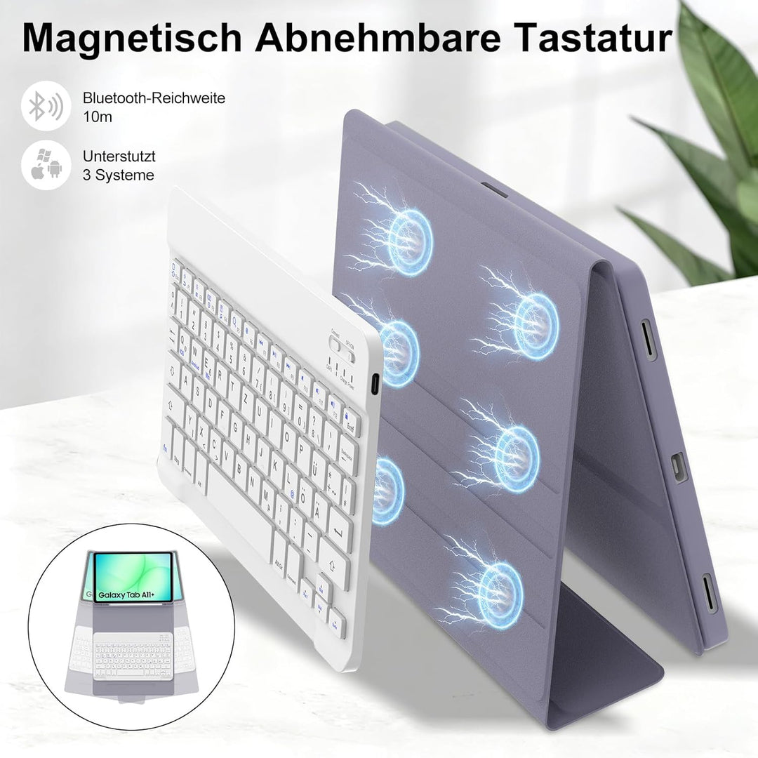 IVEOPPE Hülle mit Tastatur für Samsung Galaxy Tab A11 Plus 11 Zoll 2025, Tastatur für Samsung Teblet