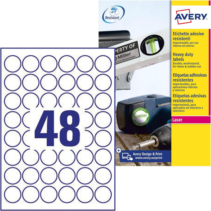 AVERY Zweckform Italien L6 Etiketten aus Polyester Diametro 30 mm weiss, Diametro 30 mm