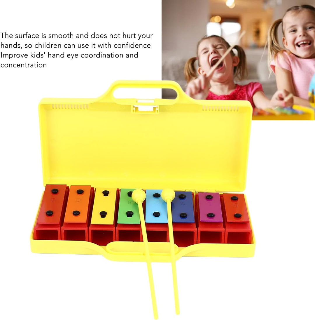 Alomejor Bunte 8 Notizen Glockenspiel Xylophon -Instrument mit 2 Schläger, Tollen Materialien und St