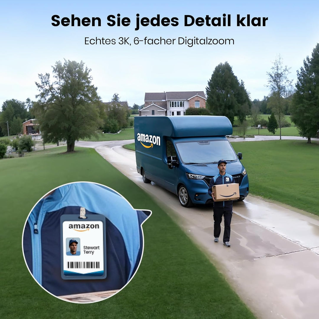 aosu 3K 5MP Überwachungskamera Aussen Solar Akku, 360° PTZ, 2-in-1 Überwachung und Beleuchtung, AI-E