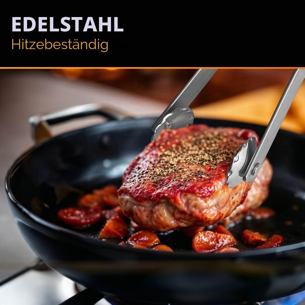 Durandal Selection Grillzange aus Edelstahl, Küchenhelfer für Aussen- und Innenbereich, silberfarben