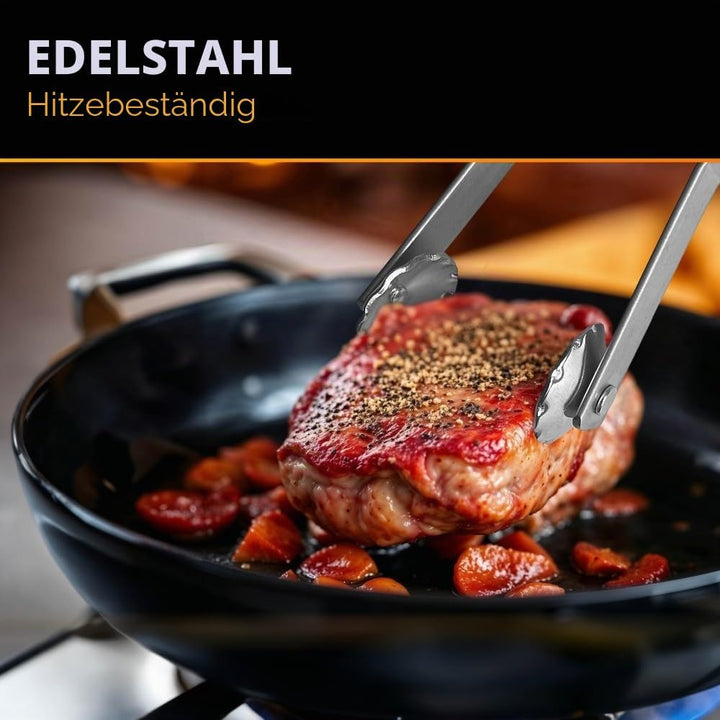 Durandal Selection Grillzange aus Edelstahl, Küchenhelfer für Aussen- und Innenbereich, silberfarben