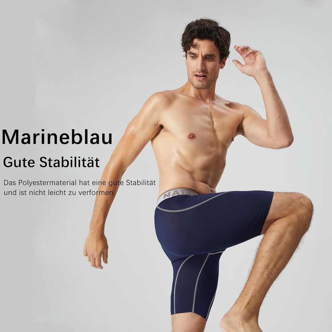 Natural Feelings Langes Bein Sport Boxershorts Herren 3er Pack Elastisch 9 Zoll Unterhosen Männer S