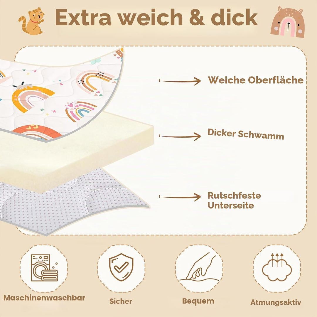 Krabbelmatt Baby 127x127cm,Faltbar Spielmatte Baby,Weiche Dicke Krabbeldecke maschinenwaschbare für