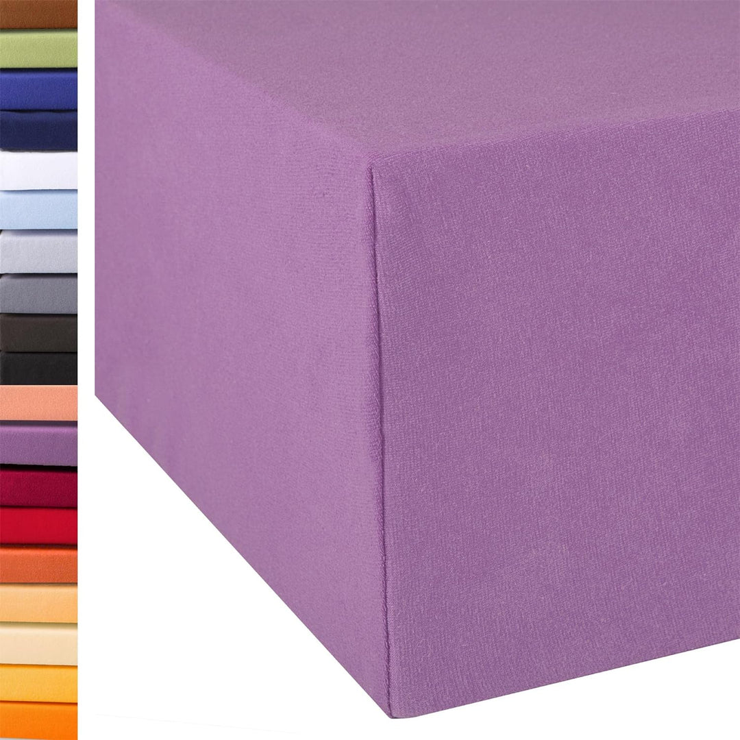 aqua-textil Exclusiv Spannbettlaken 200x220-220x240 cm Flieder Jersey Baumwolle 230g/qm Spannbetttuc