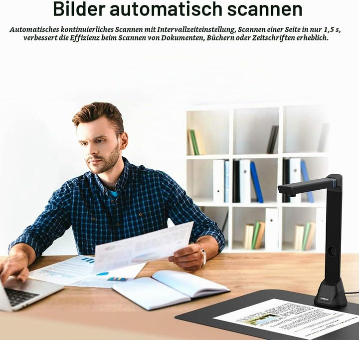 Viisan VK16 Dokumenten-und Buchscanner digitalisiert A3-Vorlage blitzschnell. 16MP Sensor. Buch-Dopp