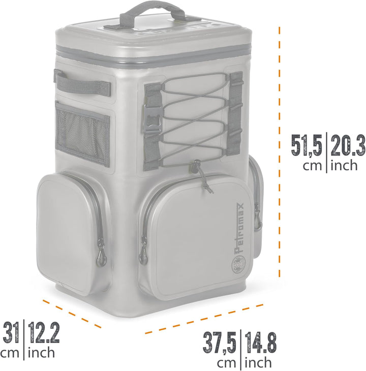 Petromax Kühlrucksack | 8 Tage Passive Kühlung ohne Strom (192 Stunden) | Rückenpolsterung | stabil