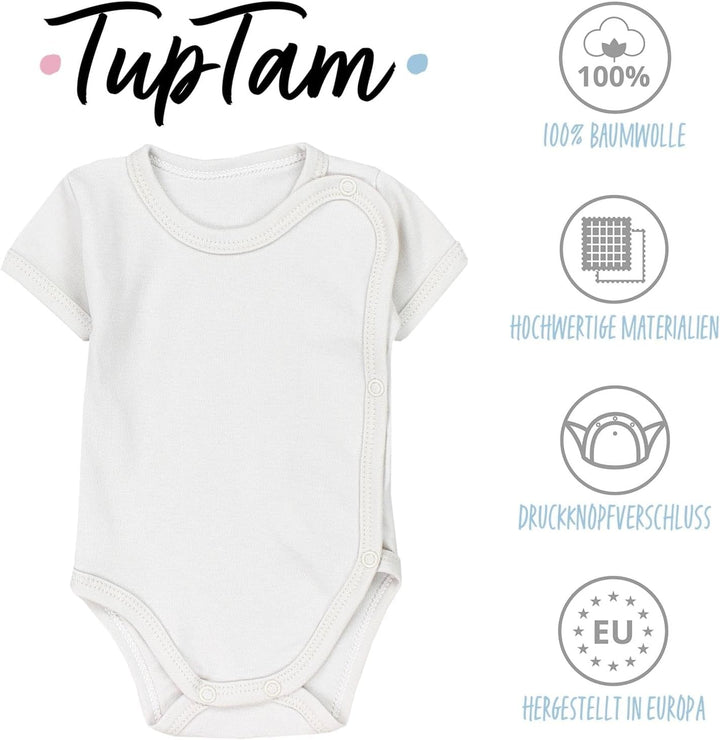 TupTam Baby Body Kurzarm 5er Pack – Wickelbody Body Baby aus Baumwolle für Jungen und Mädchen 56 Hel