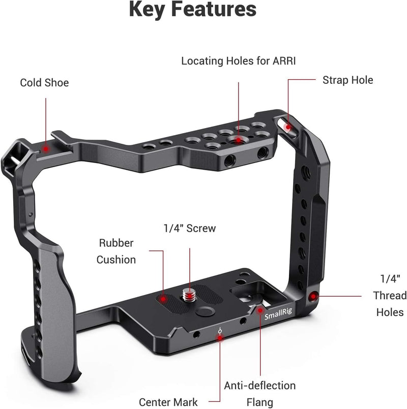 SMALLRIG GH5 Cage Käfig für Panasonic GH5 / GH5S / GH5 II mit Eingebaut NATO Rail und Cold Shoe - CC