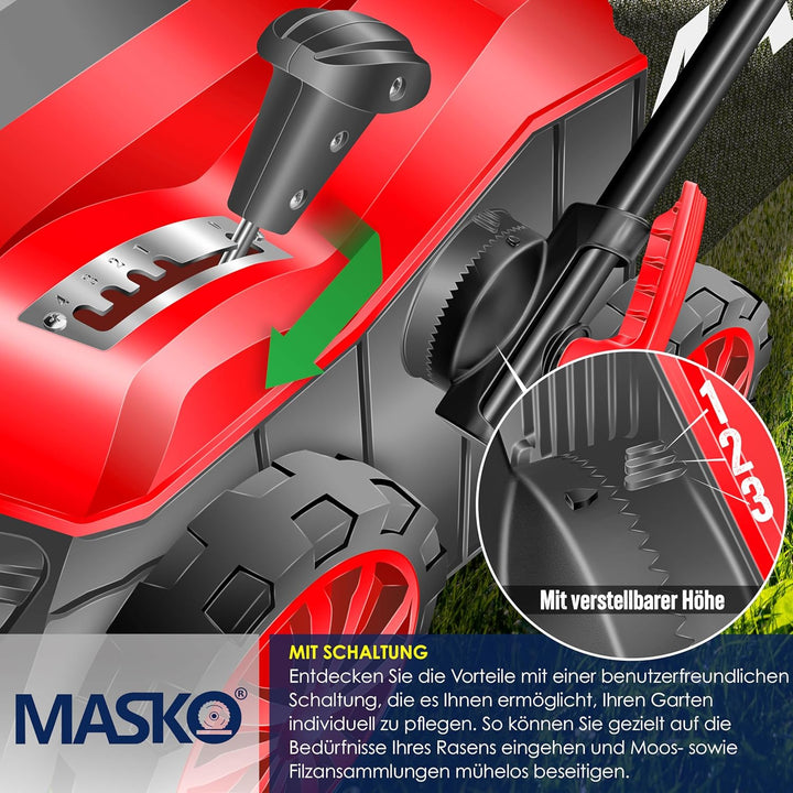MASKO® Elektro 2in1 Vertikutierer Rasenlüfter 1800 Watt 40cm Arbeitsbreite 55L Fangkorb inkl. Lüfter