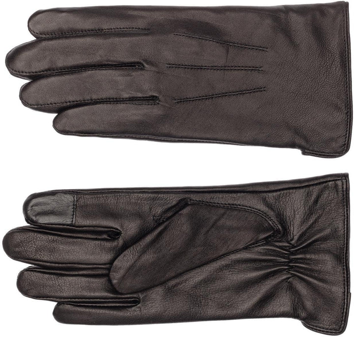 EEM Herren Lederhandschuhe, weiches italienisches Leder, Touchfunktion, Fleecefutter L Schwarz, L Sc