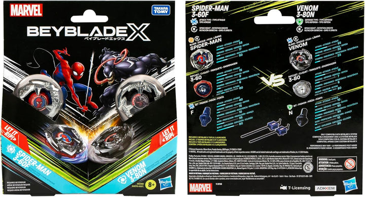 Beyblade X Marvel Collab Spider-Man 3-60F vs. Venom 3-80N Multipack Set SPIDERMAN VS VENOM MULTIPACK