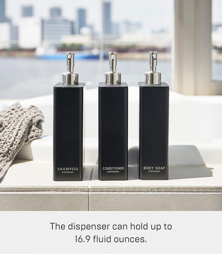 YAMAZAKI Shampoo Dispenser Spender für die Dusche, Moderne Flaschenpumpe, ABS-Kunststoff, Harz, Edel