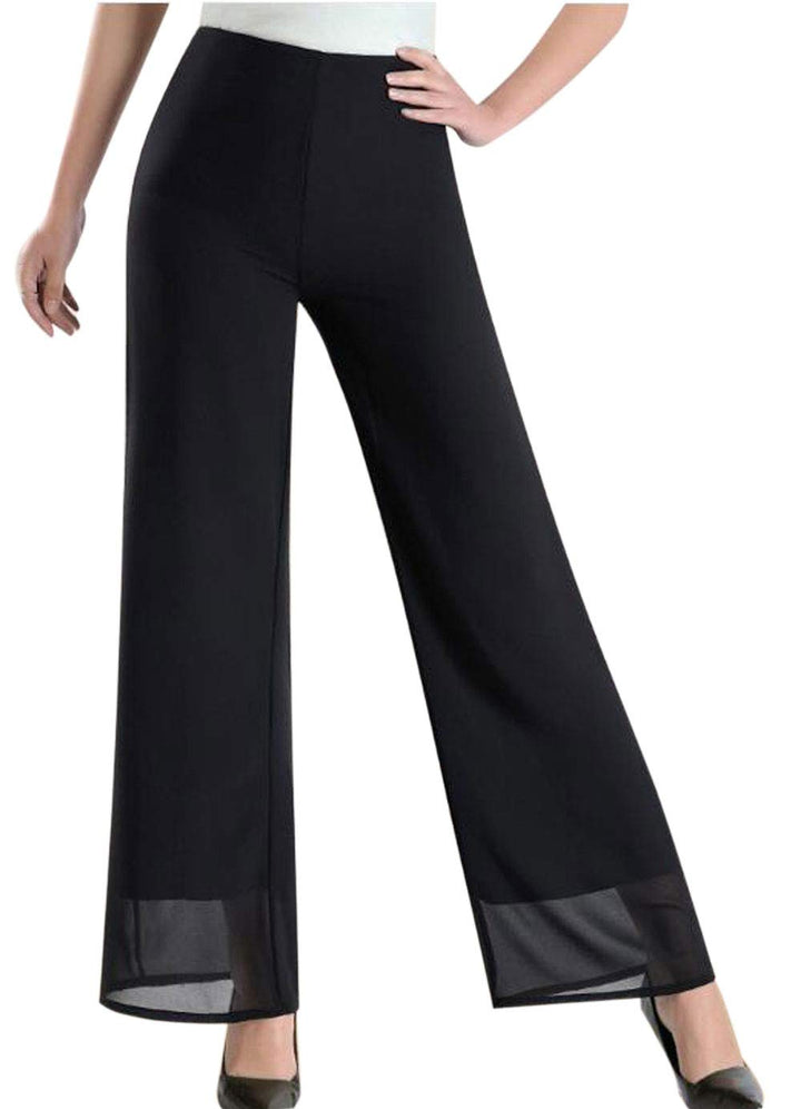 Putaowor Damen Leicht Chiffon hohe elastische Taille Fliessende Hose ausgestellt gerades Bein Frauen