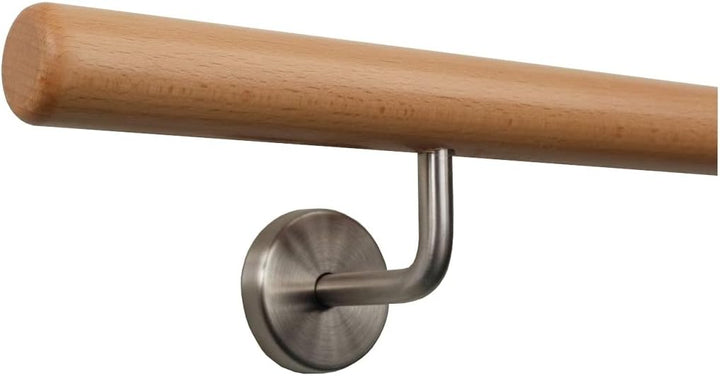TIBU Handlauf Holz Buche Ø 35 mm Geländer Treppe 0,3m - 5m, Länge 140 cm und Enden Radius gefräst 14