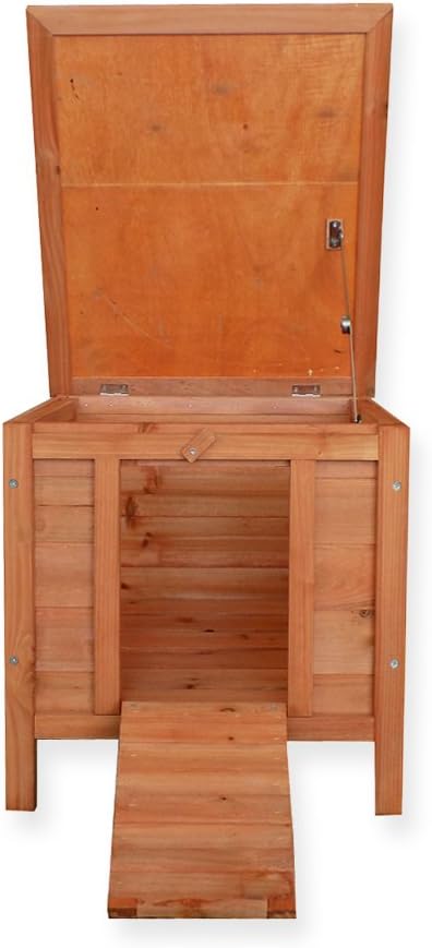 Wiltec Katzenhaus 420 x 515 x 430 mm aus Fichtenholz, Kleintierhaus Kaninchenstall mit Dach aufklapp